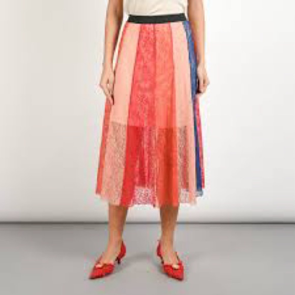 Maje Jupiter Panelled Lace Midi Skirt Multicolor Size 1 (S) High Waist